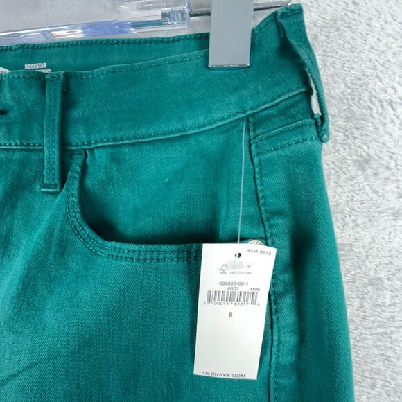 Old Navy Rockstar Super Skinny Jeans Ankle Slit Mid Rise Womens Aqua Blue Size 8 - Picture 12 of 13